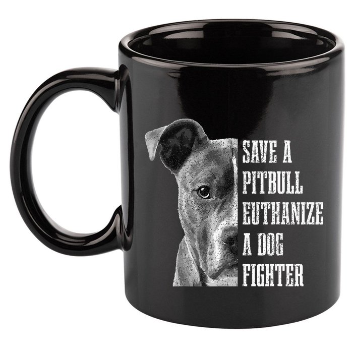 Pitbull Save A Pitbull Funny Dog Rescue Pitbull Mom Dad 11oz C Handle Ceramic Mug