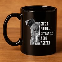 Pitbull Save A Pitbull Funny Dog Rescue Pitbull Mom Dad 11oz C Handle Ceramic Mug