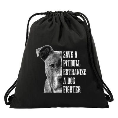 Pitbull Save A Pitbull Funny Dog Rescue Pitbull Mom Dad Drawstring Bag