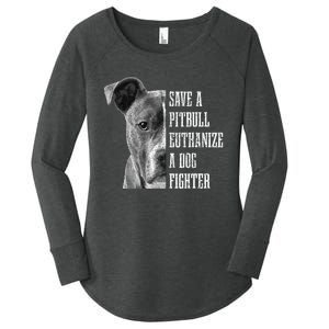 Pitbull Save A Pitbull Funny Dog Rescue Pitbull Mom Dad Women's Perfect Tri Tunic Long Sleeve Shirt