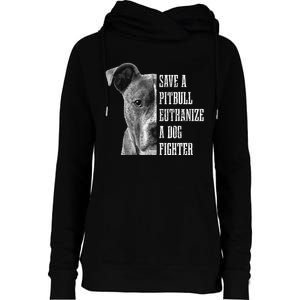 Pitbull Save A Pitbull Funny Dog Rescue Pitbull Mom Dad Womens Funnel Neck Pullover Hood