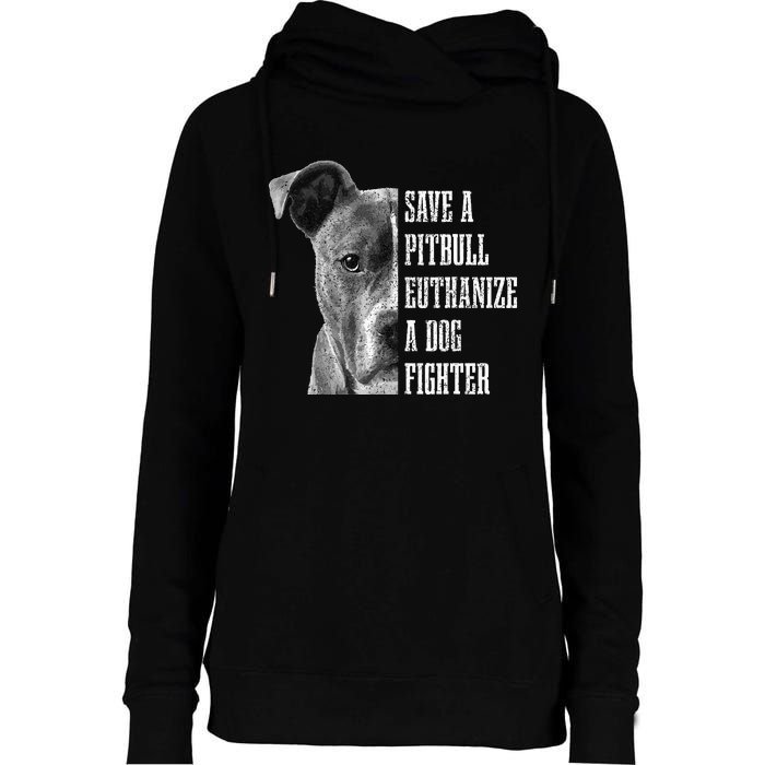 Pitbull Save A Pitbull Funny Dog Rescue Pitbull Mom Dad Womens Funnel Neck Pullover Hood