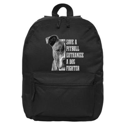 Pitbull Save A Pitbull Funny Dog Rescue Pitbull Mom Dad 16 in Basic Backpack