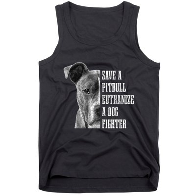 Pitbull Save A Pitbull Funny Dog Rescue Pitbull Mom Dad Tank Top
