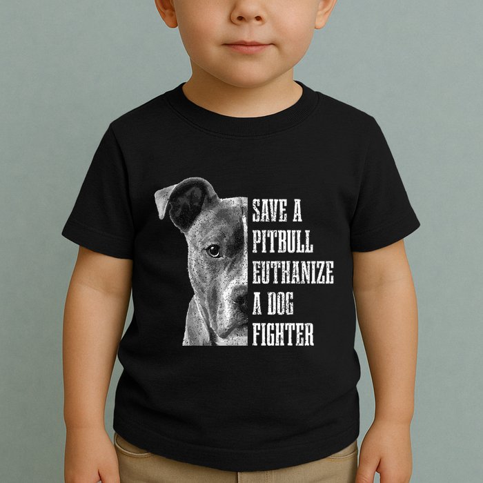 Pitbull Save A Pitbull Funny Dog Rescue Pitbull Mom Dad Toddler T-Shirt