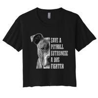 Pitbull Save A Pitbull Funny Dog Rescue Pitbull Mom Dad Women's Crop Top Tee