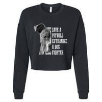 Pitbull Save A Pitbull Funny Dog Rescue Pitbull Mom Dad Cropped Pullover Crew