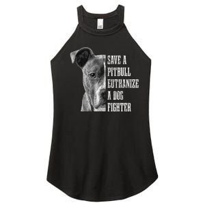 Pitbull Save A Pitbull Funny Dog Rescue Pitbull Mom Dad Women's Perfect Tri Rocker Tank