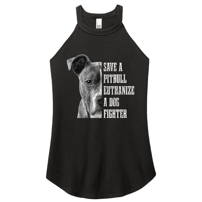 Pitbull Save A Pitbull Funny Dog Rescue Pitbull Mom Dad Women's Perfect Tri Rocker Tank