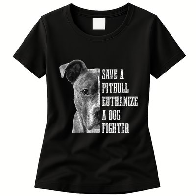 Pitbull Save A Pitbull Funny Dog Rescue Pitbull Mom Dad Womens T-Shirt