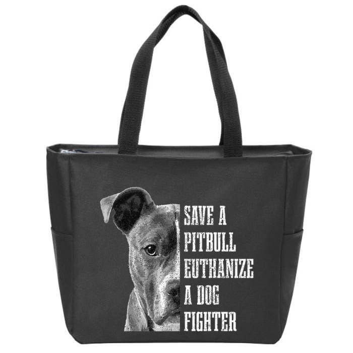 Pitbull Save A Pitbull Funny Dog Rescue Pitbull Mom Dad Zip Tote Bag