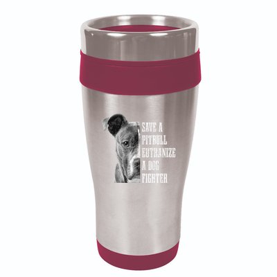 Pitbull Save A Pitbull Funny Dog Rescue Pitbull Mom Dad 16oz Travel Tumbler