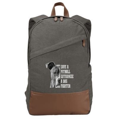 Pitbull Save A Pitbull Funny Dog Rescue Pitbull Mom Dad Cotton Canvas Backpack