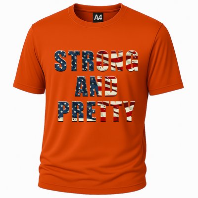 Patriotic Strong And Pretty Usa Flag Strong Gym Training Great Gift Cooling Performance Crew T-Shirt