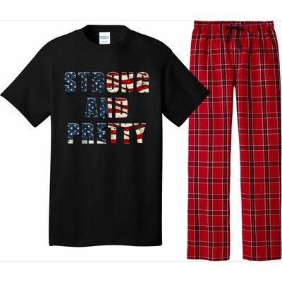 Patriotic Strong And Pretty Usa Flag Strong Gym Training Great Gift Pajama Set