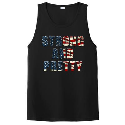 Patriotic Strong And Pretty Usa Flag Strong Gym Training Great Gift PosiCharge Competitor Tank