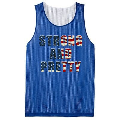 Patriotic Strong And Pretty Usa Flag Strong Gym Training Great Gift Mesh Reversible Basketball Jersey Tank