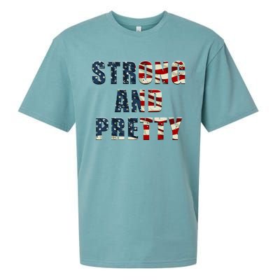 Patriotic Strong And Pretty Usa Flag Strong Gym Training Great Gift Sueded Cloud Jersey T-Shirt