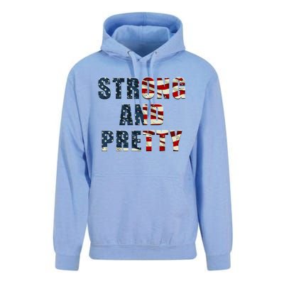 Patriotic Strong And Pretty Usa Flag Strong Gym Training Great Gift Unisex Surf Hoodie