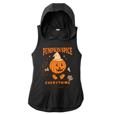 Pumpkin Spice And Everything Christ Jesus Fall Halloween Ladies PosiCharge Tri-Blend Wicking Draft Hoodie Tank