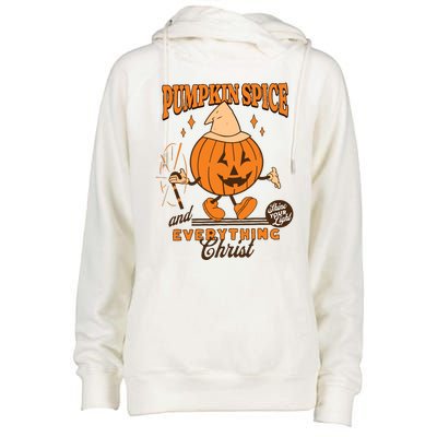 Pumpkin Spice And Everything Christ Jesus Fall Halloween Womens Funnel Neck Pullover Hood