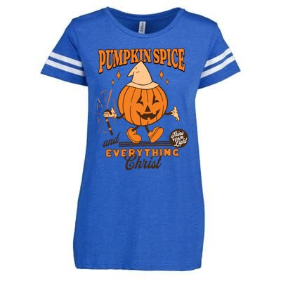 Pumpkin Spice And Everything Christ Jesus Fall Halloween Enza Ladies Jersey Football T-Shirt