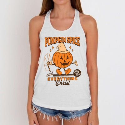 Pumpkin Spice And Everything Christ Jesus Fall Halloween Women's Knotted Racerback Tank