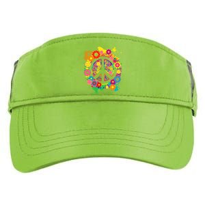 Peace Sign Bright Colorful Flowers 60s 70s Hippie Retro Meaningful Gift Adult Drive Performance Visor