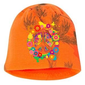 Peace Sign Bright Colorful Flowers 60s 70s Hippie Retro Meaningful Gift Kati - Camo Knit Beanie