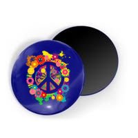 Peace Sign Bright Colorful Flowers 60s 70s Hippie Retro Meaningful Gift Magnet