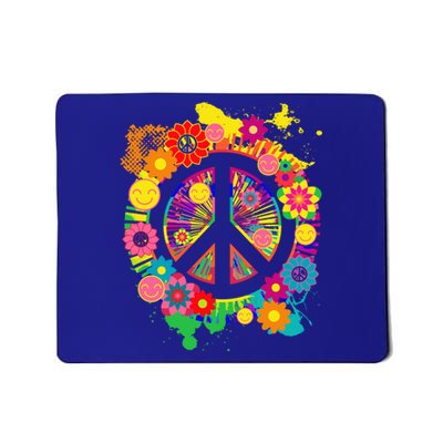 Peace Sign Bright Colorful Flowers 60s 70s Hippie Retro Meaningful Gift Mousepad