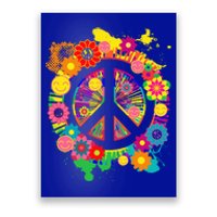 Peace Sign Bright Colorful Flowers 60s 70s Hippie Retro Meaningful Gift Poster