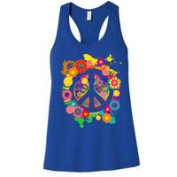 Peace Sign Bright Colorful Flowers 60s 70s Hippie Retro Meaningful Gift Women's Racerback Tank