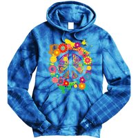 Peace Sign Bright Colorful Flowers 60s 70s Hippie Retro Meaningful Gift Tie Dye Hoodie