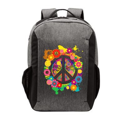 Peace Sign Bright Colorful Flowers 60s 70s Hippie Retro Meaningful Gift Vector Backpack