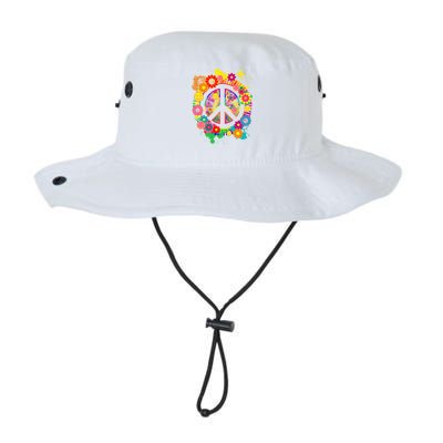 Peace Sign Bright Colorful Flowers 60s 70s Hippie Retro Meaningful Gift Legacy Cool Fit Booney Bucket Hat