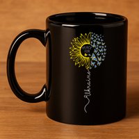 Peace Sunflower Butterflies Flag Support 11oz C Handle Ceramic Mug