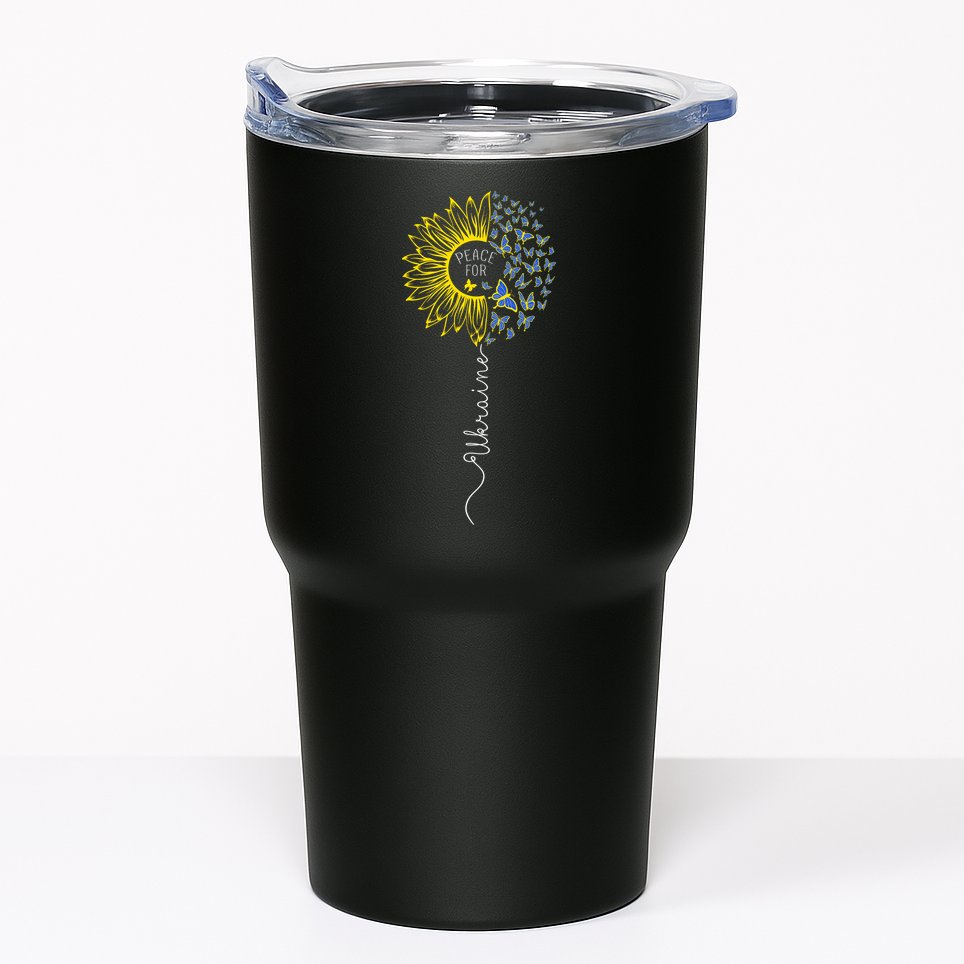 Peace Sunflower Butterflies Flag Support Tumbler