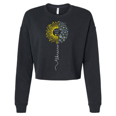 Peace Sunflower Butterflies Flag Support Cropped Pullover Crew
