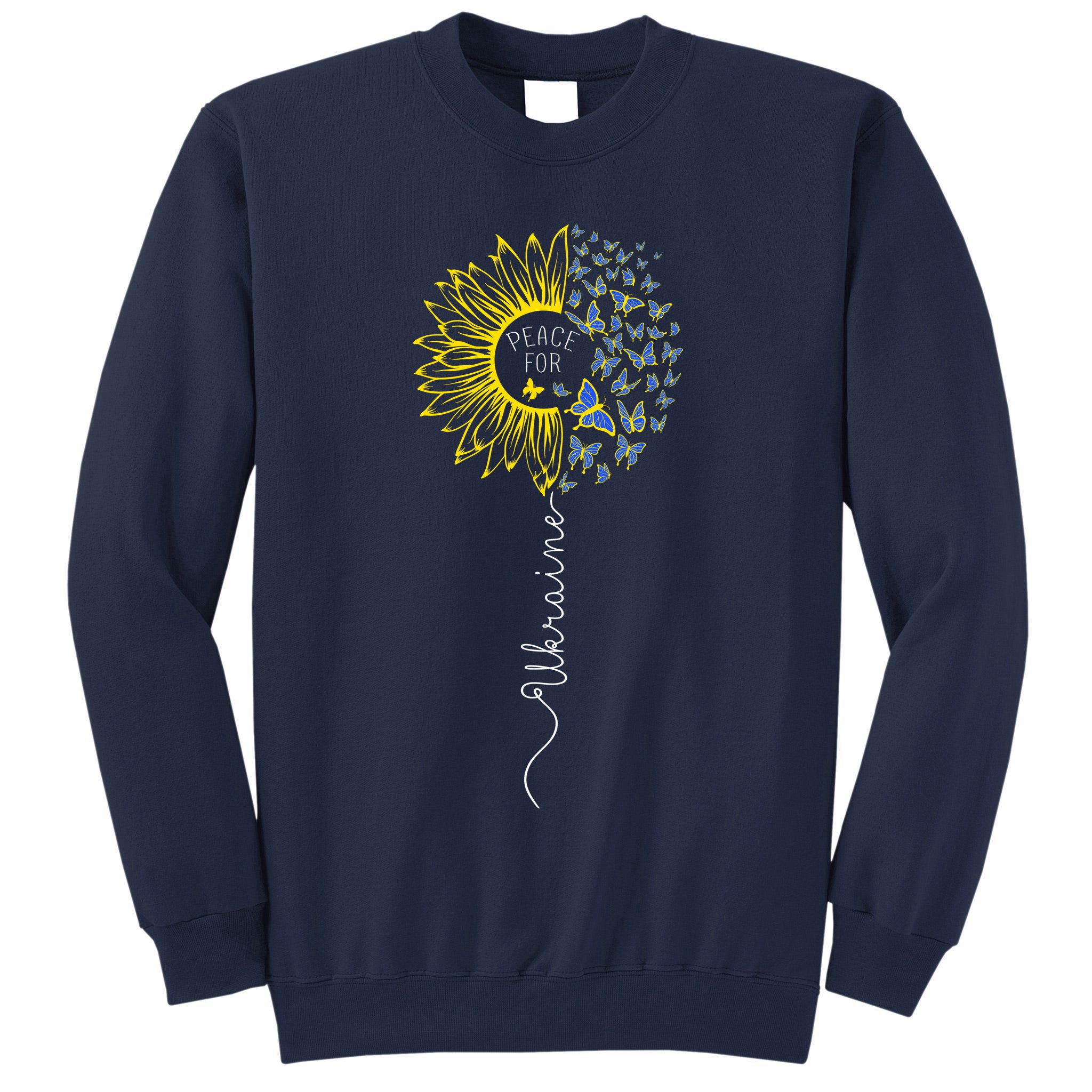 Peace Sunflower Butterflies Flag Support Tall Sweatshirt