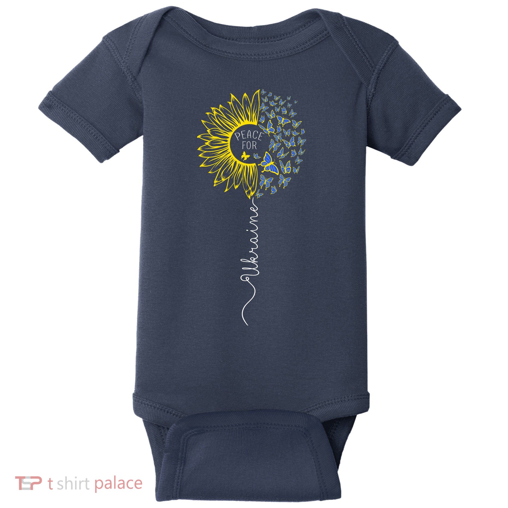 Peace Sunflower Butterflies Flag Support Baby Bodysuit