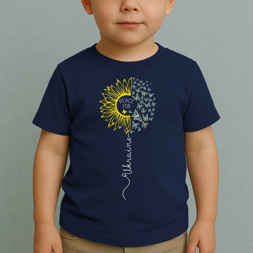 Peace Sunflower Butterflies Flag Support Toddler T-Shirt