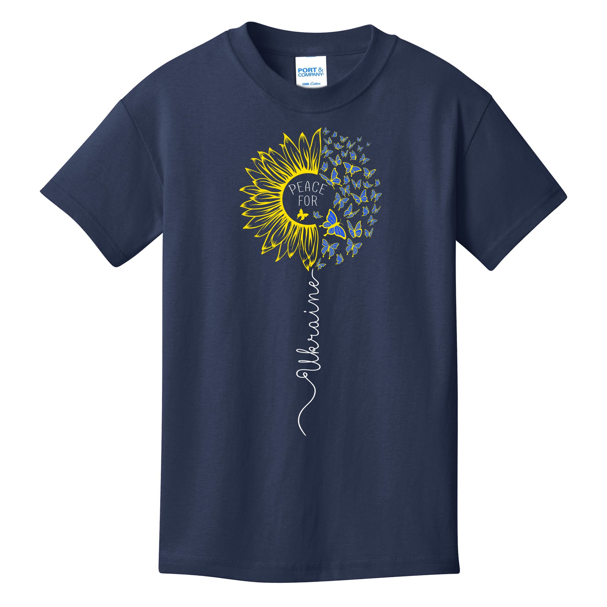 Peace Sunflower Butterflies Flag Support Kids T-Shirt