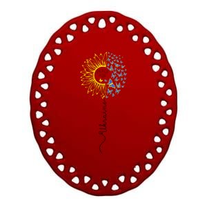 Peace Sunflower Butterflies Flag Support Ceramic Oval Ornament