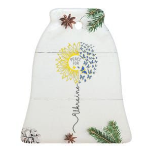 Peace Sunflower Butterflies Flag Support Ceramic Bell Ornament