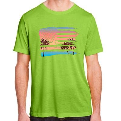 Patriotic Summer Beach American Flag Adult ChromaSoft Performance T-Shirt