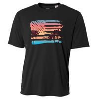 Patriotic Summer Beach American Flag Cooling Performance Crew T-Shirt