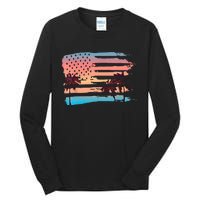 Patriotic Summer Beach American Flag Tall Long Sleeve T-Shirt