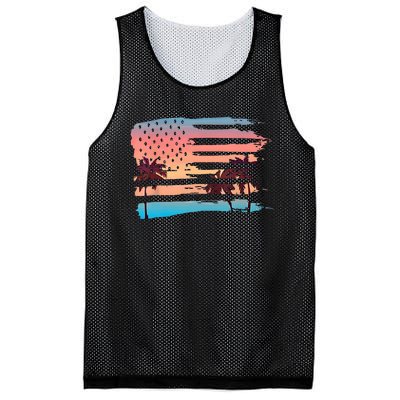 Patriotic Summer Beach American Flag Mesh Reversible Basketball Jersey Tank