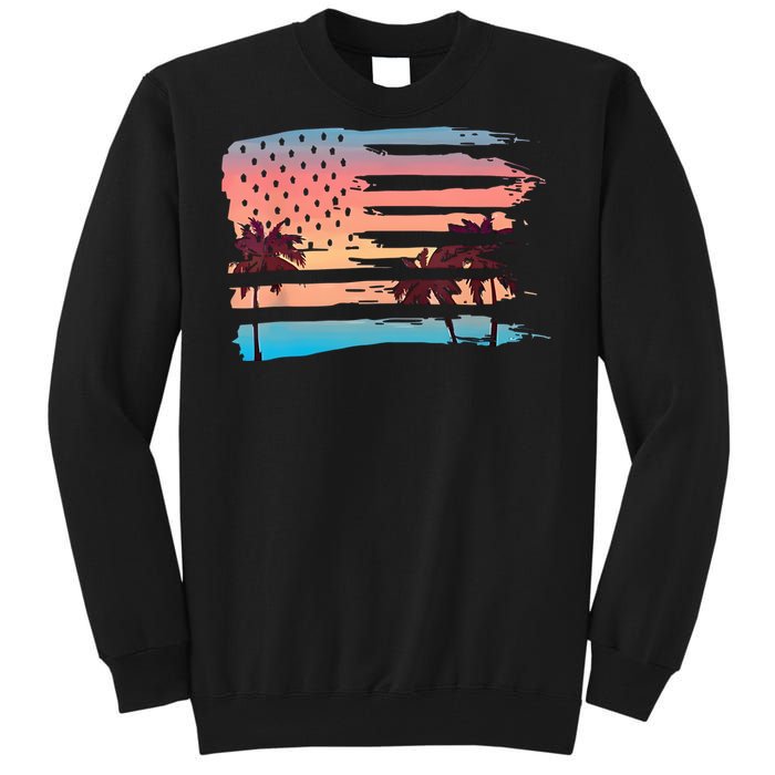 Patriotic Summer Beach American Flag Tall Sweatshirt